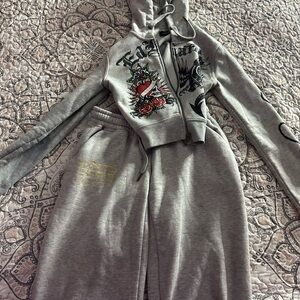 Grey Ed Hardy Sweatsuit
